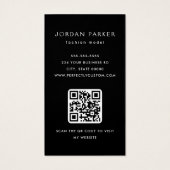 フォトQRコードファッションモデル黒の名刺 (裏面)