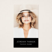 フォトQRコードファッションモデル黒の名刺 (正面)