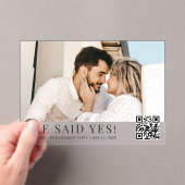 フォトQRコードモダン婚約パーティ アクリル招待状 (インサイチュ (ポータブル))