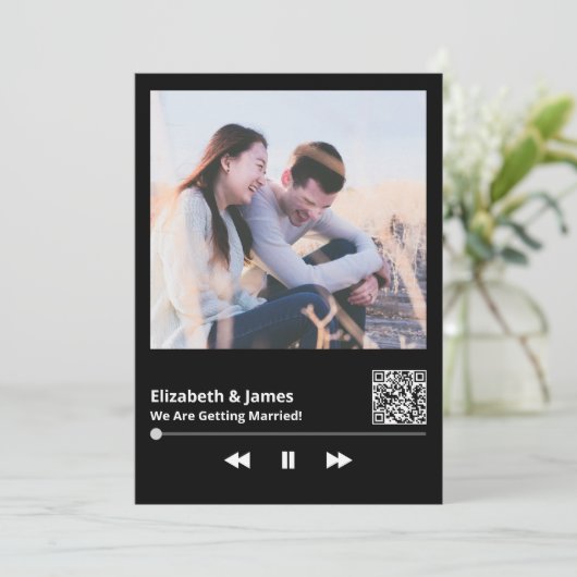フォトQRコードユニーク結婚式招待状 招待状 (スタンド正面)