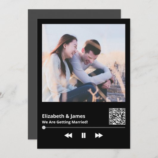 フォトQRコードユニーク結婚式招待状 招待状 (正面/裏面)