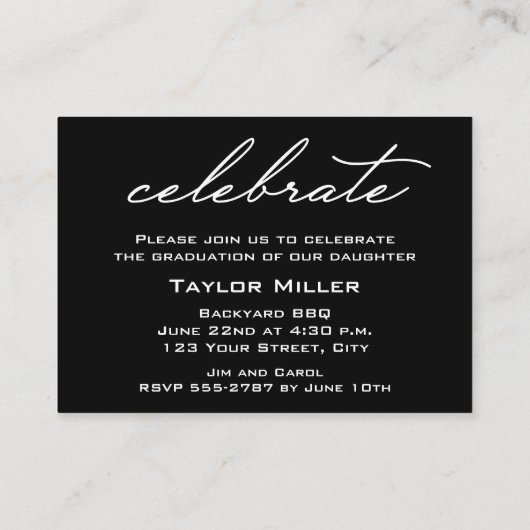 フォトSMALL大学院パーティの招待状カード エンクロージャーカード (裏面)