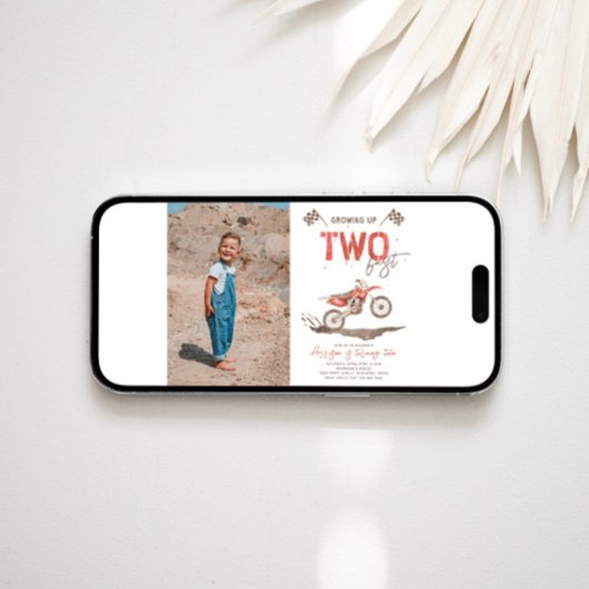 フォトTWO高速ダートバイク誕生日招待状 招待状