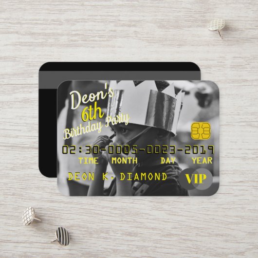 フォトVIP誕生日クレジットカード招待状 割引カード (正面/裏面インサイチュ)