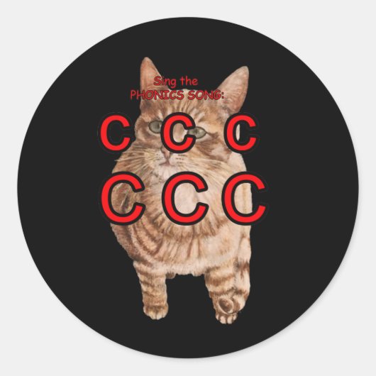 フォニックスステッカー黄色い猫 ラウンドシール (正面)