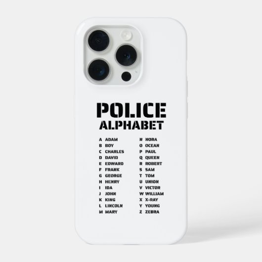 フォネティックアルファベット警察iPhone 15 Proケース iPhoneケース (裏面)
