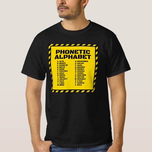 フォネティックコード アルファからズルまで Tシャツ (正面)