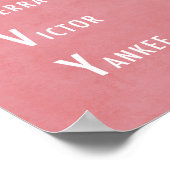 フォネティック アルファベット オーダーメイド 名前 ピオニー ピンク ポスター (角)