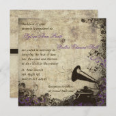 フォノグラフヴィンテージウェディング招待状紫 招待状 (正面/裏面)