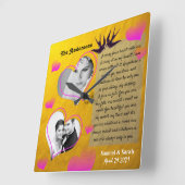 フォパーソナライズされたトコラージュ・ゴ結婚ールデンズ・クロック スクエア壁時計 (傾斜)