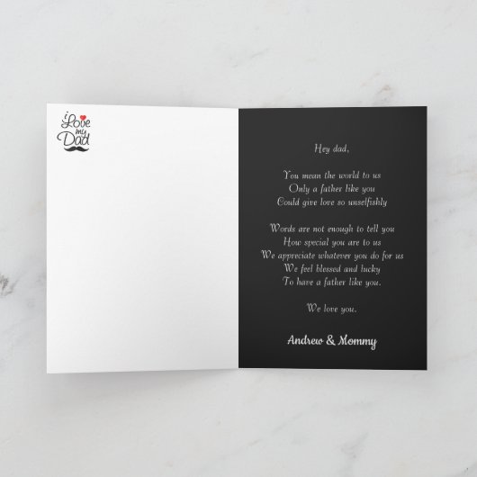 フォパーソナライズされたトファザーズデイホリデーギフトカード カード (内部)