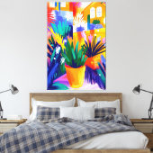 フォビカラフルススタイルの鉢植え キャンバスプリント (インサイチュ (寝室))