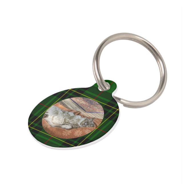 フォブカスタマイズスタータンチェックグリーンキャット ペット　ネームタグ (側面)