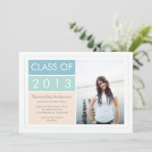 フォモダント卒業招待状-ミント/ブルー 招待状 (スタンド正面)