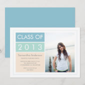 フォモダント卒業招待状-ミント/ブルー 招待状 (正面/裏面)