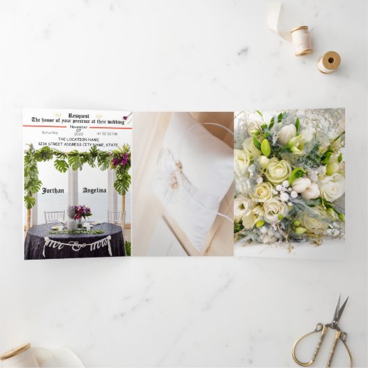 フォラル&エレガンテ結婚式招待状 三つ折り招待状 (内部)