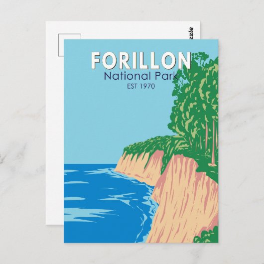 フォリヨンナショナルパークカナダヴィンテージアート ポストカード (正面/裏面)