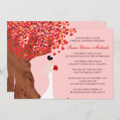 フォリングハートオークツリー秋ブライダルシャワー 招待状 (正面/裏面)