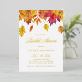 フォリング離れズガーランドオータムブライダルシャワー 箔招待状 (立ち正面)