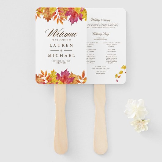 フォリング離れズガーランドオータム結婚式 プログラム ハンドファン (正面&裏面)