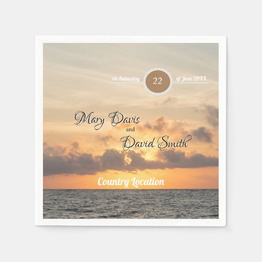 フォリービーチモーナ結婚ーズ スタンダードカクテルナプキン (正面)