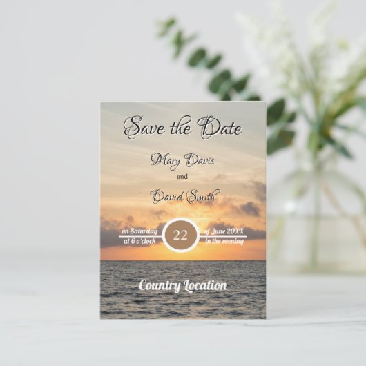 フォリービーチモーニング日付の保存 ポストカード (スタンド正面)