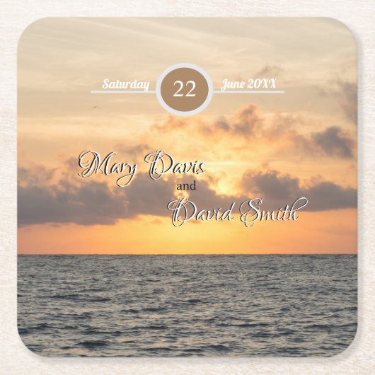 フォリービーチモーニング結婚ズ紙コースター スクエアペーパーコースター (正面)