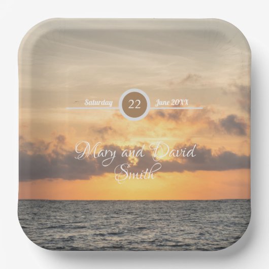 フォリービーチモーニング結婚紙プレート ペーパープレート (正面)