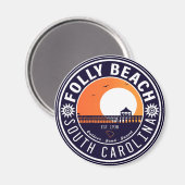 フォリービーチSCお土産レトロサンセットピア60s マグネット (正面/裏面)