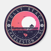 フォリービーチSCお土産レトロサンセットピア60s マグネット (正面)