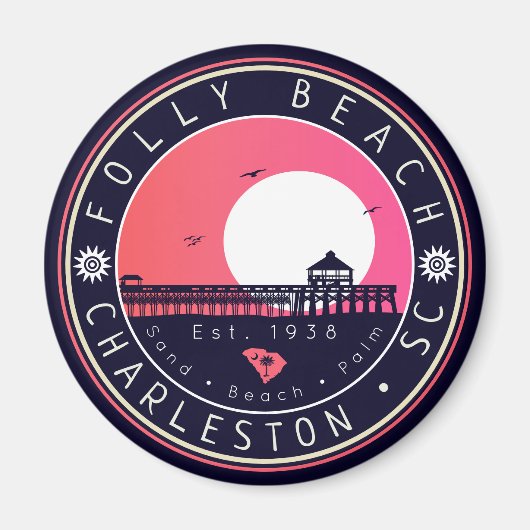 フォリービーチSCお土産レトロサンセットピア60s マグネット (正面)