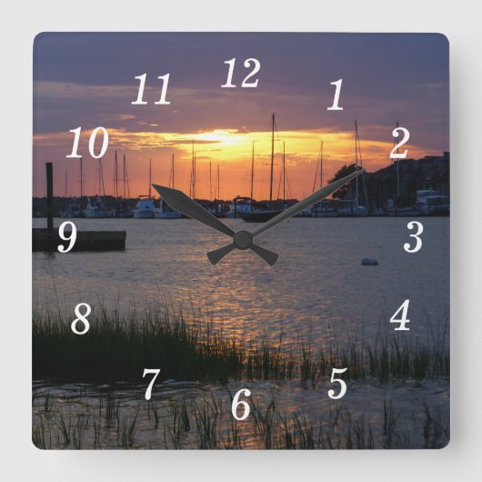 フォリーリバーサンセットウォールクロック スクエア壁時計 (正面)