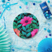 フォルアル及びグラマーのシームレスなパターン自然春 ペーパープレート (パーティー)