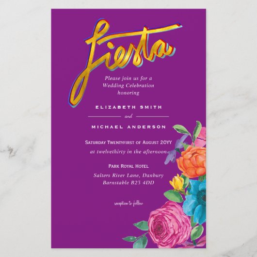 フォルカート フラワー フィエスタ ウェディング 招待状 ボダ (正面)