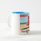 フォルケストーンケントヴィンテージシーサイドポスター ツートーンマグカップ (正面左)