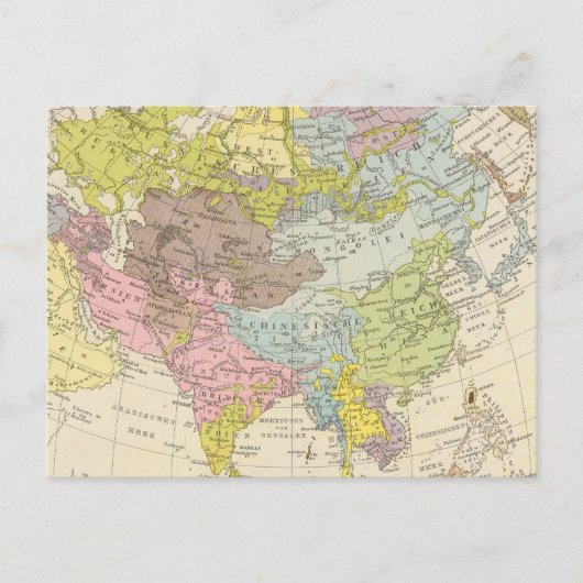 フォルケルカルト・フォン・アジェンアジアの地図 – アジアの地図 ポストカード (正面)