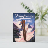 フォルゲフォンナ ノルウェー スキーポスター ポストカード (スタンド正面)