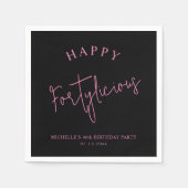 フォルタイシィ40歳の誕生日パーティーピンクガーリー スタンダードカクテルナプキン (正面)