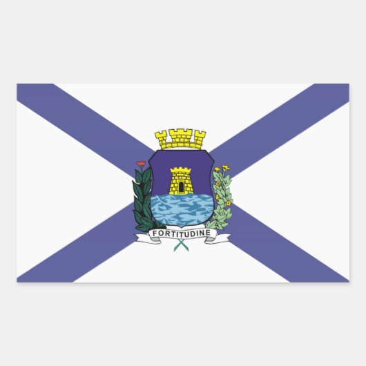 フォルタレザ、ブラジル市旗ステッカー 長方形シール (正面)