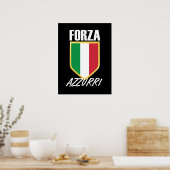 フォルツァアズーリイタリア国旗のサッカー ポスター (キッチン)