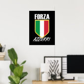 フォルツァアズーリイタリア国旗のサッカー ポスター (ホームオフィス)
