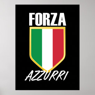 フォルツァアズーリイタリア国旗のサッカー ポスター