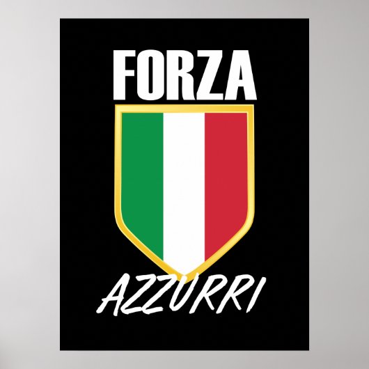 フォルツァアズーリイタリア国旗のサッカー ポスター (正面)