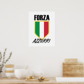 フォルツァアズーリイタリア国旗のサッカー ポスター (キッチン)