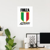 フォルツァアズーリイタリア国旗のサッカー ポスター (ホームオフィス)
