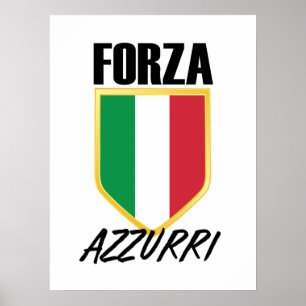 フォルツァアズーリイタリア国旗のサッカー ポスター