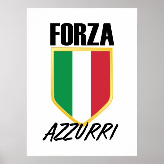 フォルツァアズーリイタリア国旗のサッカー ポスター (正面)