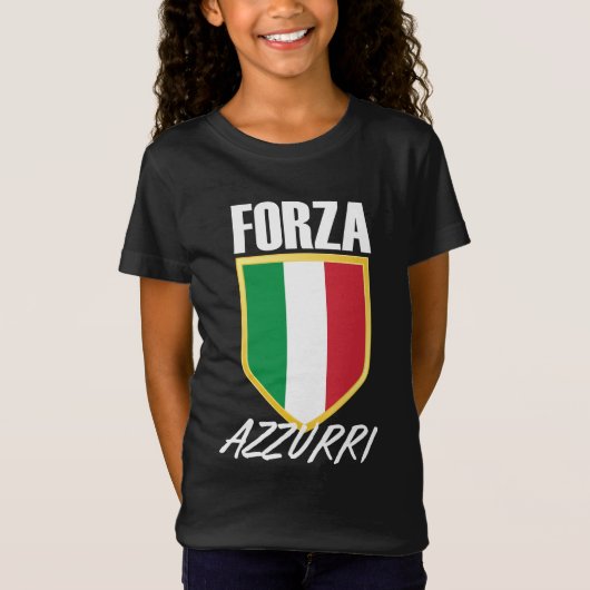 フォルツァアズーリイタリア国旗のサッカー Tシャツ (正面)
