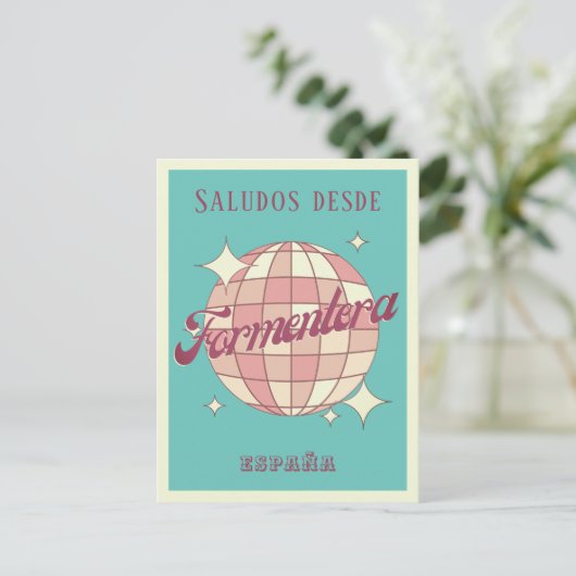 フォルメンテラスペイン休暇レトロポストカード ポストカード (スタンド正面)
