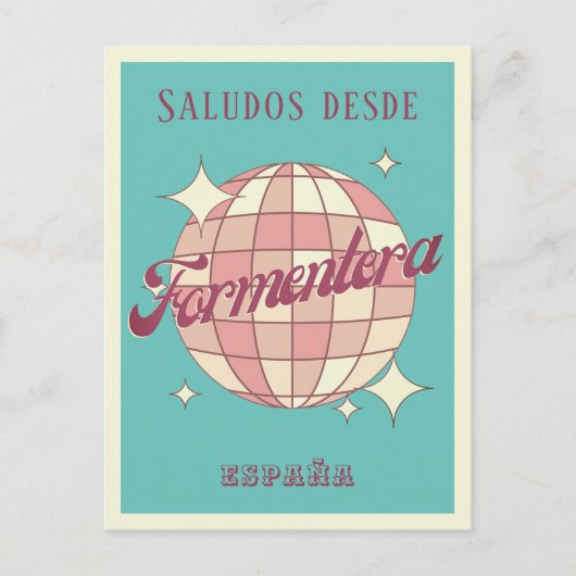 フォルメンテラスペイン休暇レトロポストカード ポストカード (正面)